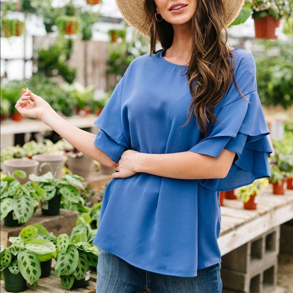 Ruth Ruffled Sleeve Top In Mauve - Picture 8 of 8